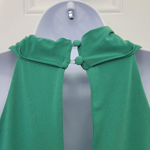 The Limited Jade Green Faux Wrap Halter Dress Button Back Neck Lined  Size M - Picture 7 of 13